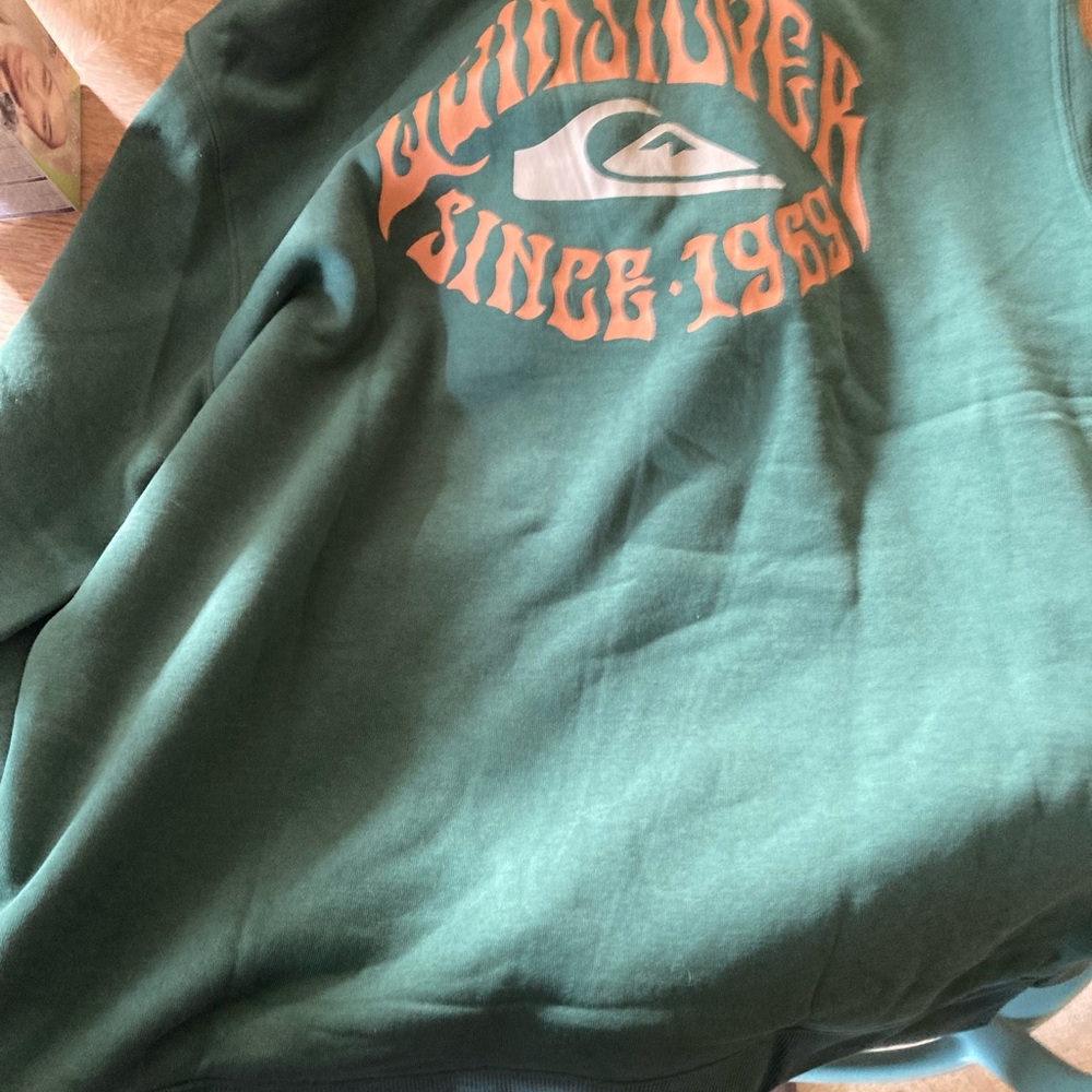 Quiksilver Forest Green Hoodie with Orange Logo
